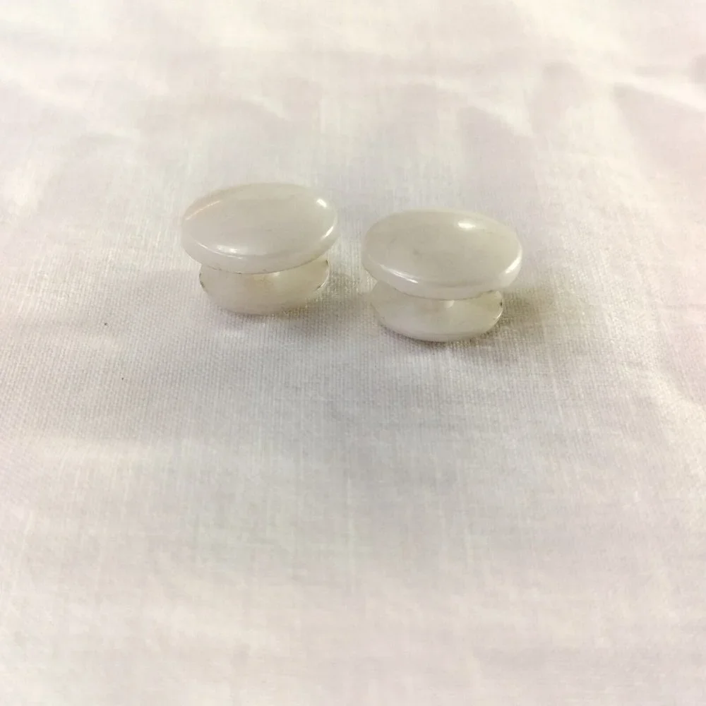4/$20 Vintage White Celluloid Plastic Shirt Studs Cufflinks Faux Mother Of Pearl